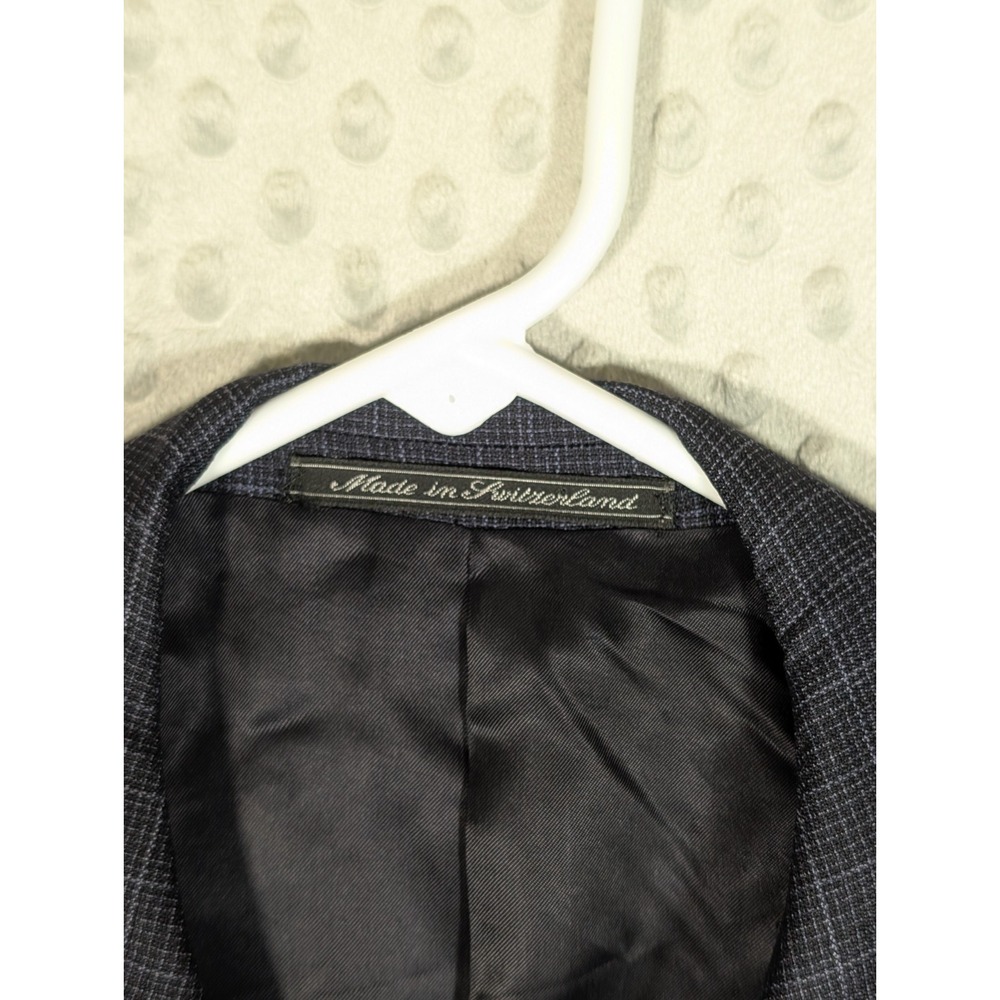 Ermenegildo Zegna Wool Blazer Men's 38R Saks Fifth Avenue Check Navy Jacket - Picture 5 of 16